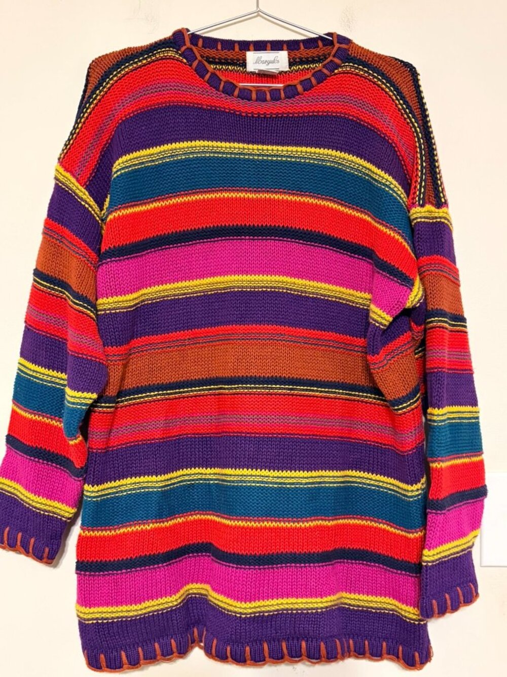 VTG 1980s Men's Margules Multi-Color Striped Cosby Style Sweater Size Large
